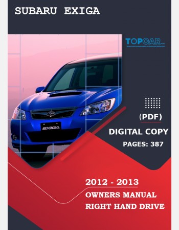 subaru exiga 2012-2013 owners manual in english